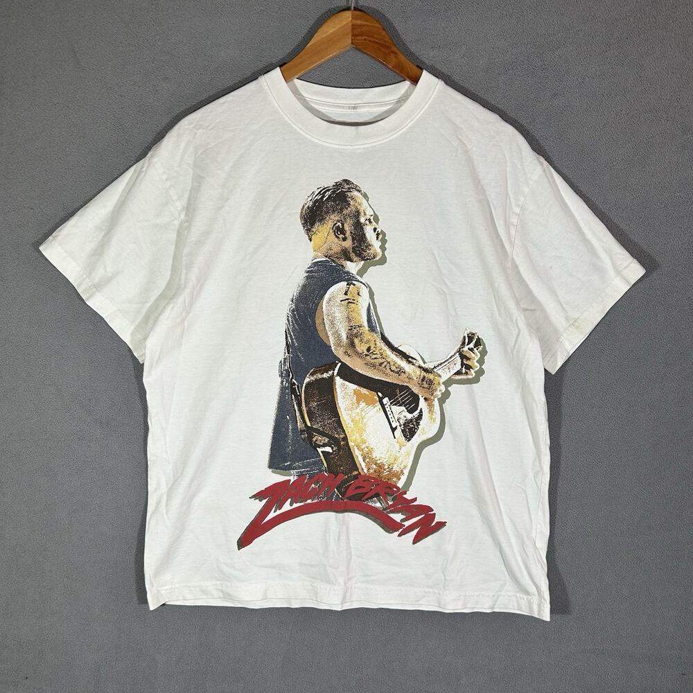 Zach Bryan Shirt Mens M 2025 Tour Concert Tee White Short Sleeve